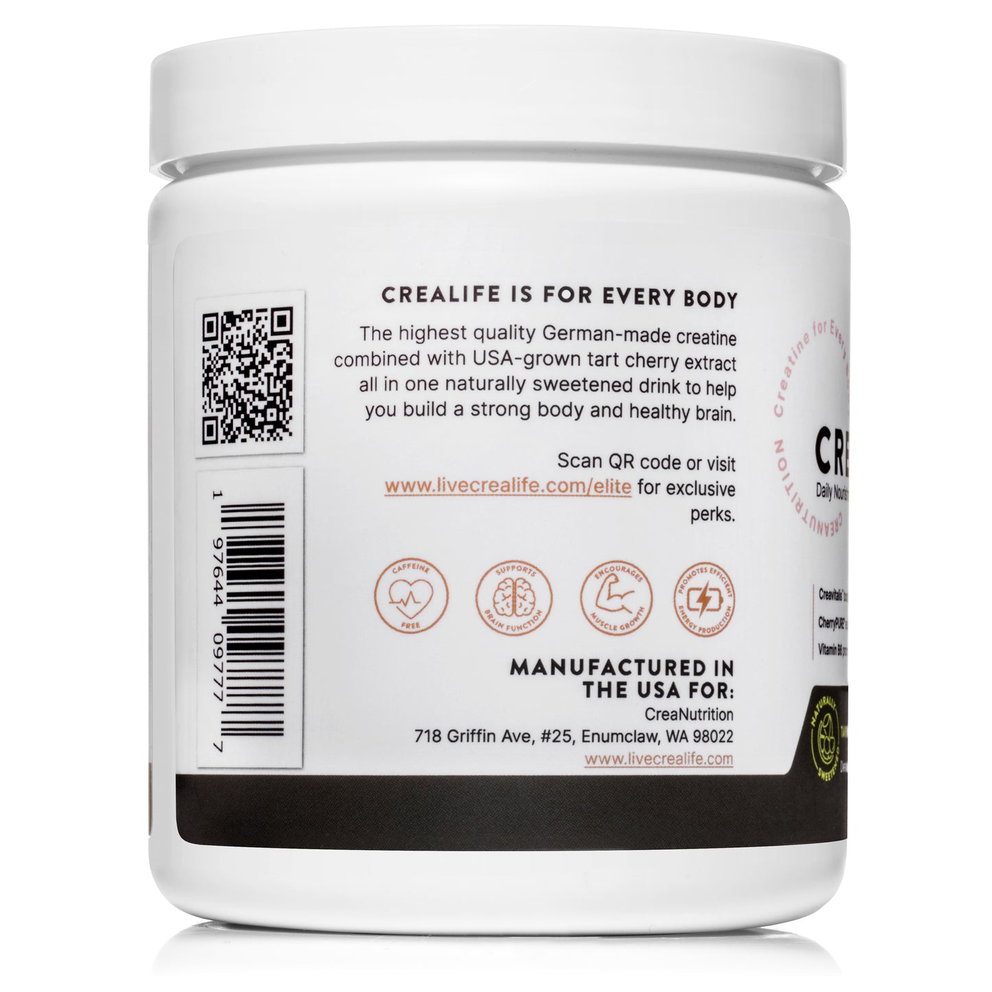 CreaLife - Strong Body, Healthy Brain - German Micronized Creatine + USA CherryPURE Tart Cherry Extract + Vitamin B6