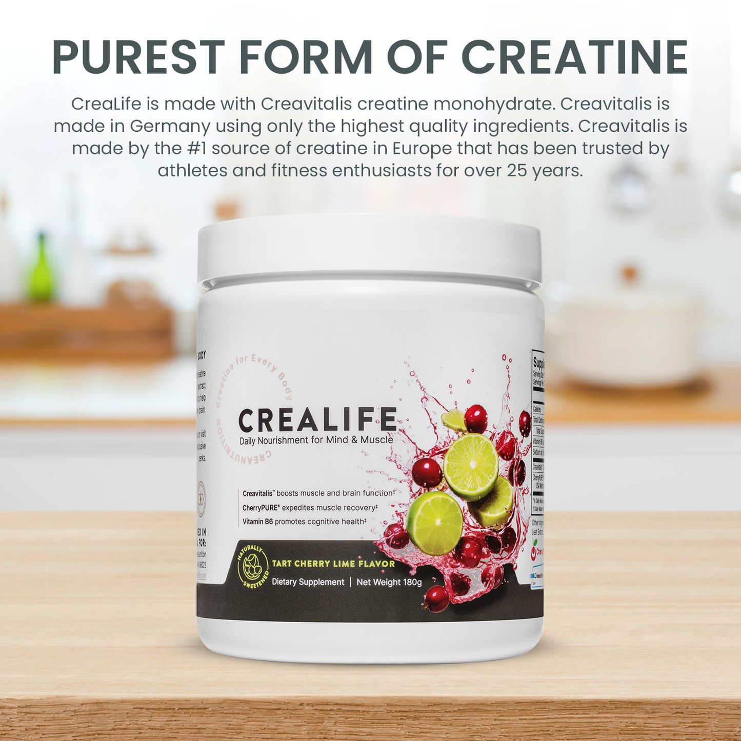 CreaLife - Strong Body, Healthy Brain - German Micronized Creatine + USA CherryPURE Tart Cherry Extract + Vitamin B6